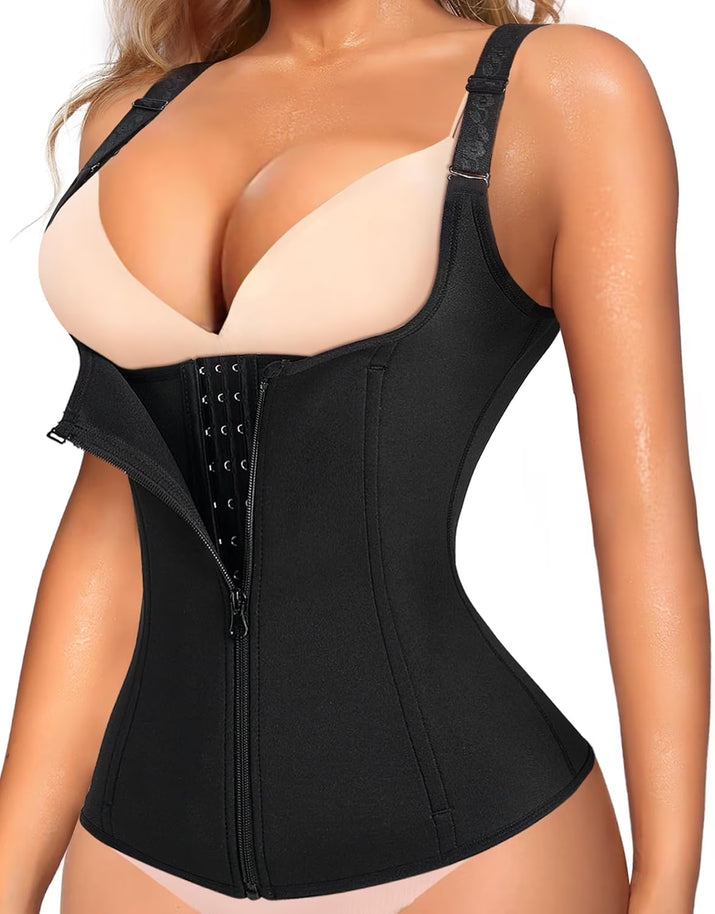 Waist Trainer for Women Corset Tops Tummy Control Shapewear Sport Girdle Workout Black Vest