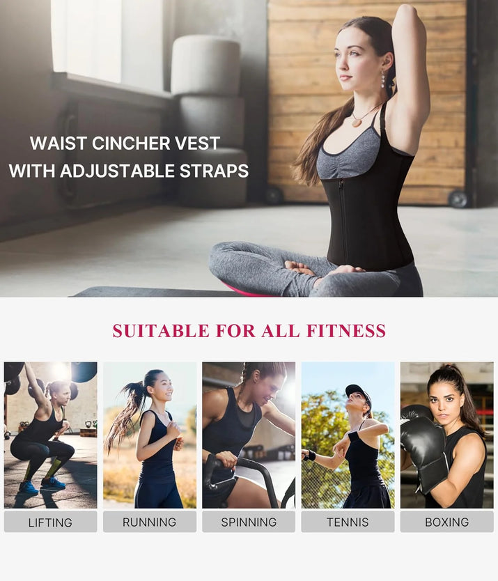 Waist Trainer for Women Corset Tops Tummy Control Shapewear Sport Girdle Workout Black Vest