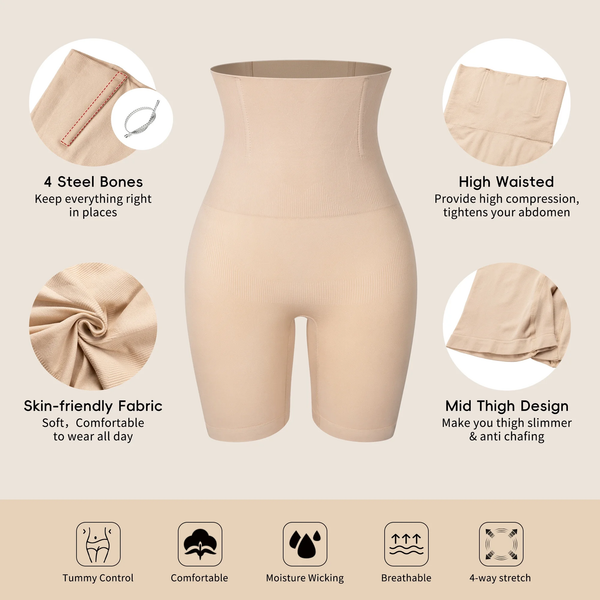 Shapewear Shorts for Women Tummy Control High Waist Body Shaper Compression Thigh Slimmer Butt Lifter Panties